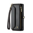 Tok CASEME Samsung Galaxy S25 Ultra, RFID Leather Wallet, vállpánttal, fekete