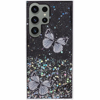 Tok Samsung Galaxy S24 Ultra, Glitter Butterfly, fekete