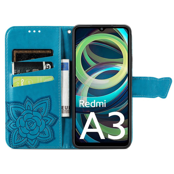 Pattintható tok a Xiaomi Redmi A3, Butterfly, kék