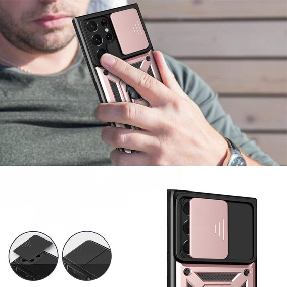 Telefontok a Samsung Galaxy S23 Ultra, CamShield Slide, rózsaszín rose gold