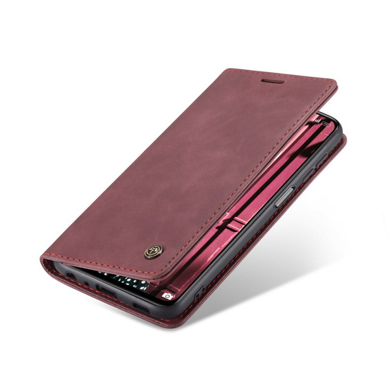 CASEME tok Xiaomi Redmi Note 10 / 10S, Leather Wallet Case, bordó