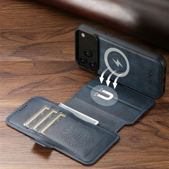 2 az 1-ben flip tok iPhone 17 Pro-hoz, SUTENI, MagSafe, kék