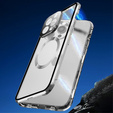 Magnetic Dual Glass MagSafe tok iPhone 15 Pro Max, ezüst