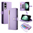 Pattintható tok a Samsung Galaxy S25 Edge, Wallet Zipper Pocket, lila