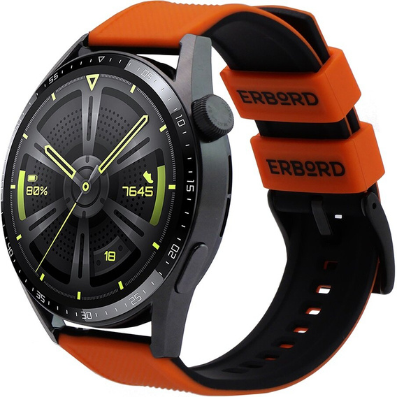 ERBORD univerzális szilikon szíj 22mm, Dual Color, narancssárga / fekete / fekete csat