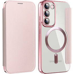 Pattintható tok a Samsung Galaxy S23, Wallet, MagSafe, rózsaszín rose gold