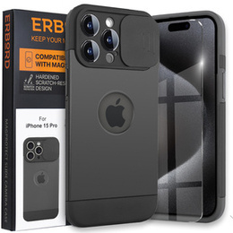 Telefontok a iPhone 15 Pro Max, ERBORD MagProtect Slide Camera, fekete