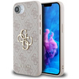 GUESS Telefontok a iPhone 16E, 4G Big Metal Logo, rózsaszín