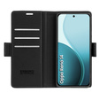 Tok Oppo Reno 14, ERBORD Glossy Litchi, pénztárca patenttal, fekete