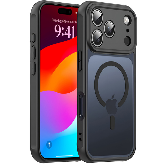 Matt tok iPhone 17 Pro készülékhez, MagSafe, kameravédelemmel, fekete