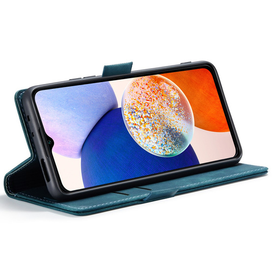 Telefontok a Samsung Galaxy A14 4G/5G, ERBORD Vintage, pénztárca patenttal, kék
