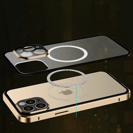 Magnetic Dual Glass MagSafe tok iPhone 13 Pro Max, arany