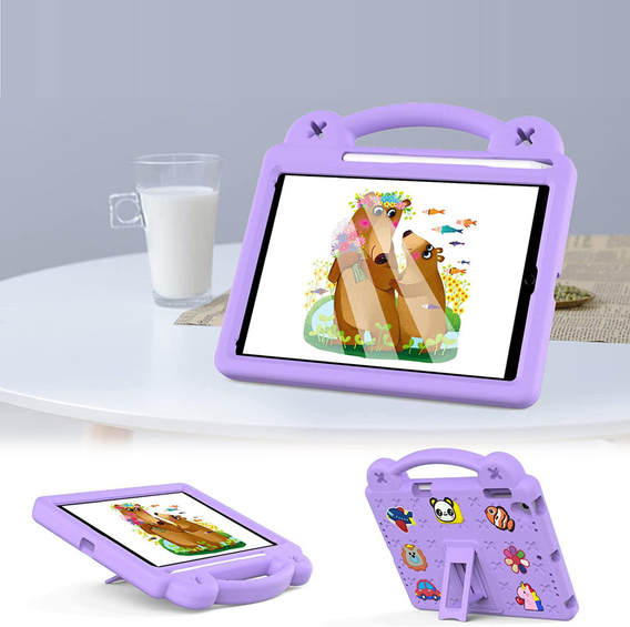 Gyermek tok iPad 9.7" 2018/2017 (6/5 gen.) / Pro 9.7" 2016, Cute Patterns, állvánnyal, lila