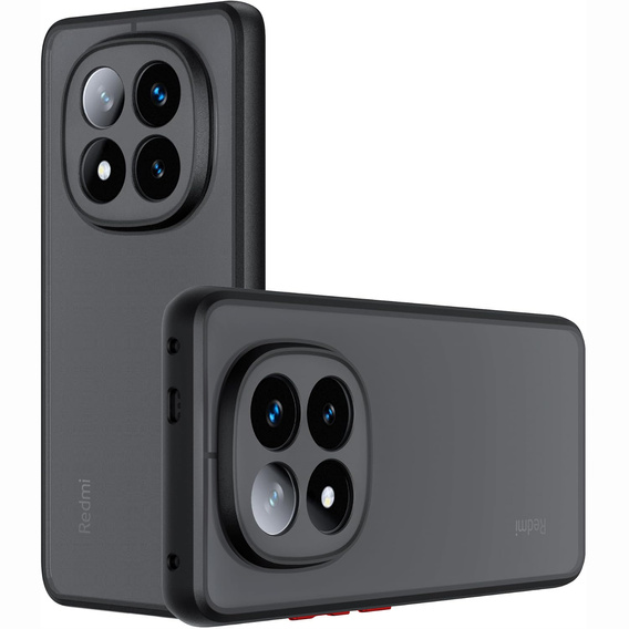 Szilikon tok Xiaomi Redmi Note 14 Pro+ 5G, kamera védelemmel, átlátszó / fekete + 9H edzett üveg