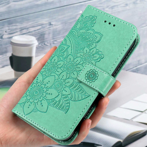 Pattintható tok a Samsung Galaxy A14 4G/5G, Mandala Flower, zöld