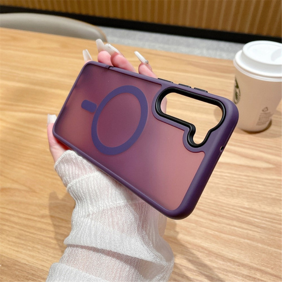 Tok Samsung Galaxy S21 FE-hoz, MagSafe, ERBORD Matt Case, sötétlila + képernyőüveg