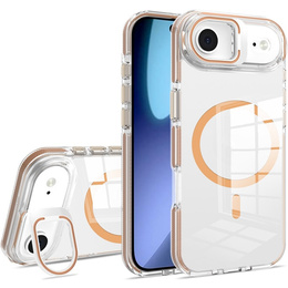 Tok iPhone Air készülékhez, MagSafe, állvánnyal, átlátszó, arany betétekkel