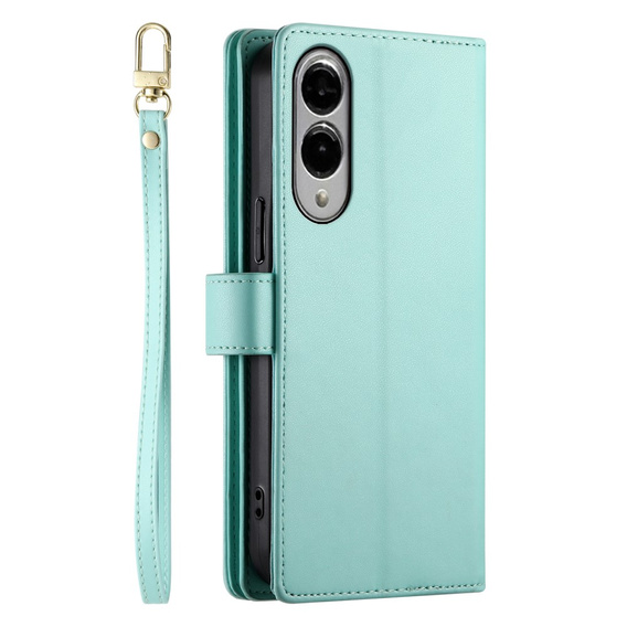 Pattintható tok a Samsung Galaxy S25 Edge, Wallet Zipper Pocket, menta