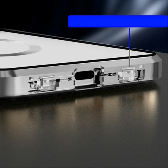 Magnetic Dual Glass MagSafe tok iPhone 15 Pro Max, ezüst