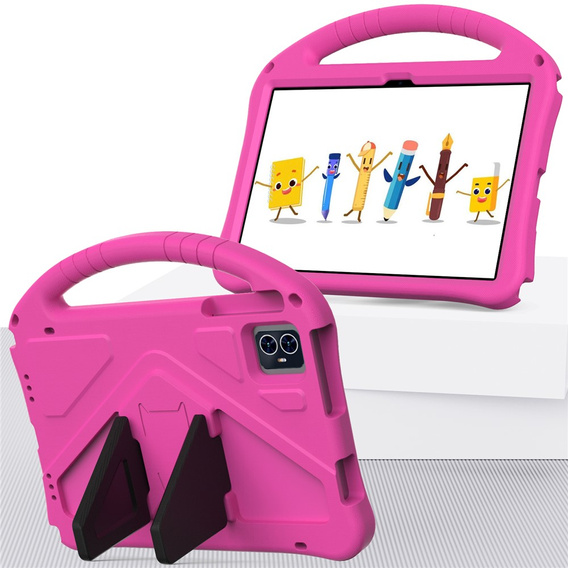Gyermek tok a T Tablet 2 5G-hez, állvánnyal és fogantyúval, rózsaszínű