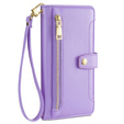 Pattintható tok a Motorola Moto G84 5G, Wallet Zipper Pocket, lila