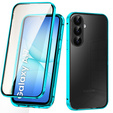 Tok Samsung Galaxy A17 5G, mágneses dupla üveg, átlátszó, kék oldallal