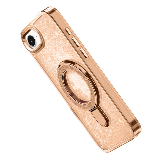 Az iPhone 16e tok, Glittery Magnetic Kickstand, rózsaszín rose gold