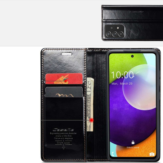 CASEME flip tok Samsung Galaxy A52/A52s, Waxy Textured, fekete