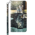 Pattintható tok a Oppo A17, Wallet, Cat & Tiger