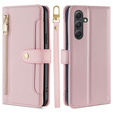 Pattintható tok a Samsung Galaxy A54 5G, Wallet Zipper Pocket, rózsaszín