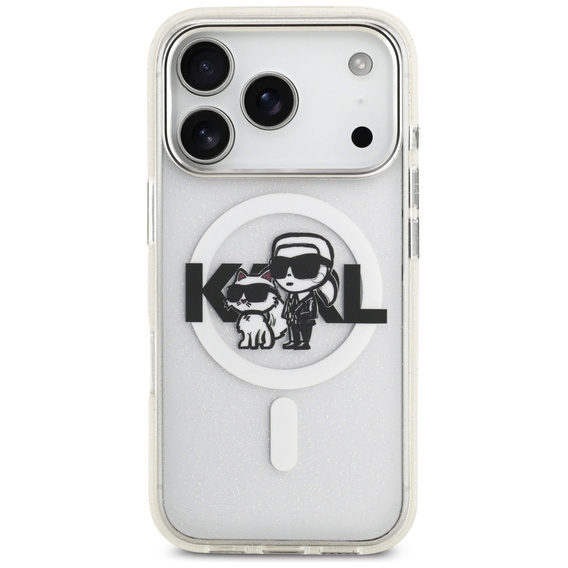 Karl Lagerfeld IML Glitter Karl és Choupette MagSafe tok iPhone 17 Pro készülékhez