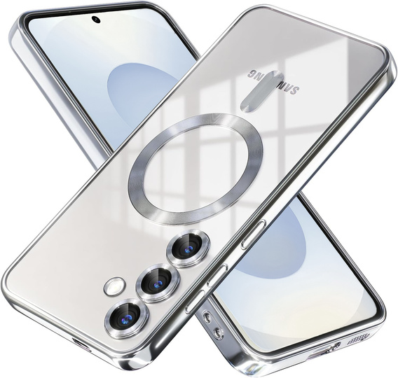 Tok Samsung Galaxy S25-hoz, Electro MagSafe, ezüst + üveg a képernyőhöz