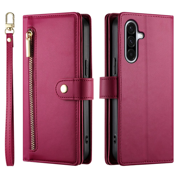 Wallet Zipper Pocket flip tok Samsung Galaxy A17 5G, Wallet Zipper Pocket, piros