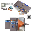 Pattintható tok a Xiaomi Redmi Note 13 Pro+, Wallet Zipper Pocket, szürke