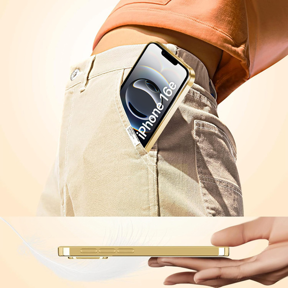 Tok iPhone 16E-hoz, Electro MagSafe, arany + üveg a képernyőhöz