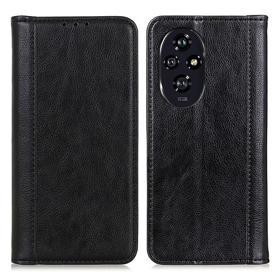 Pattintható tok Honor 200 Pro 5G, Split Leather, fekete
