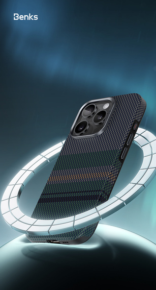 BENKS Kevlar Magnetic Armor Pro Aurora 600D B062 tok MagSafe-hez iPhone 15 Pro Max készülékekhez
