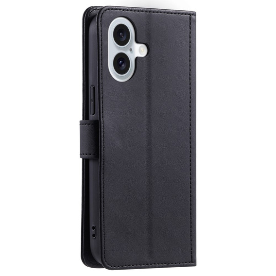 Flap tok iPhone 16 Plus, Rhombus Crossbody Leather, fekete