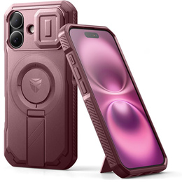 Páncélozott tok iPhone 16 készülékhez, Dexnor CamProtect MagSafe, bordó