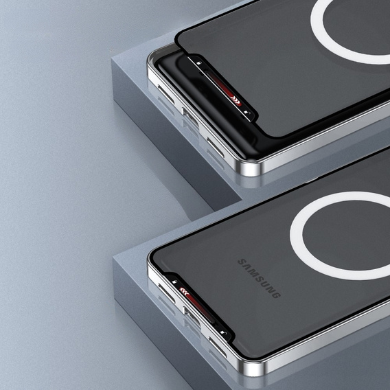Kameravédő tok Samsung Galaxy S23 Ultra, CamShield MagSafe, átlátszó / ezüst