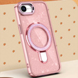 Az iPhone 16e tok, Glittery Magnetic Kickstand, rózsaszín