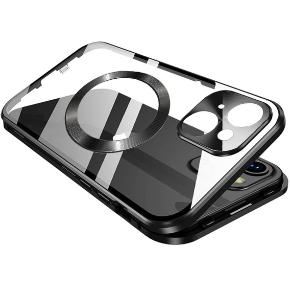 Magnetic Dual Glass MagSafe tok iPhone 15, fekete