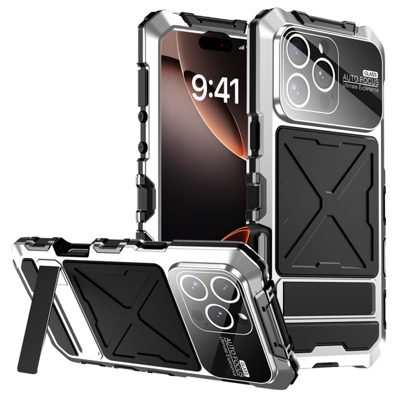 Páncélozott tok a iPhone 16 Pro, R-JUST, ezüst