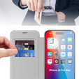 Pattintható tok a iPhone 16 Pro Max, RFID Wallet MagSafe CamShield, ezüst