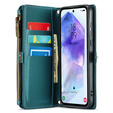 Tok CASEME Samsung Galaxy A55 5G, RFID Leather Wallet, vállpánttal, zöld