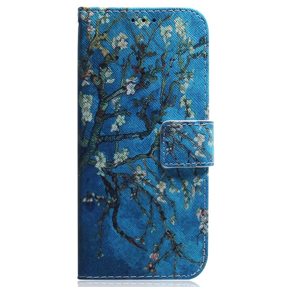 Pattintható tok a Realme C55, Wallet, Cherry blossom, kék