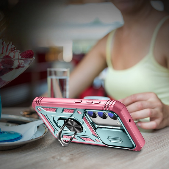 Telefontok a Samsung Galaxy S23, CamShield Slide, zöld / rózsaszín