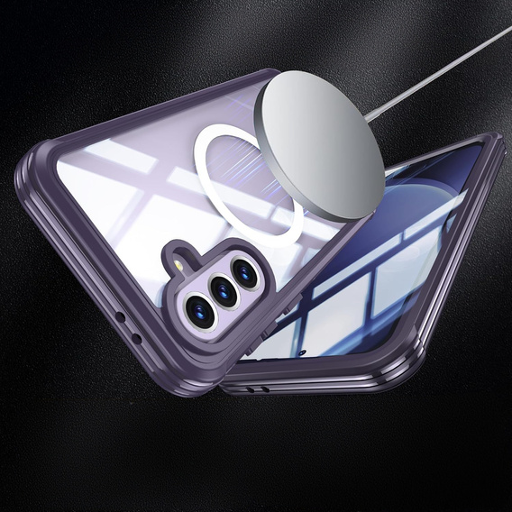 Tok Samsung Galaxy A36 / Samsung Galaxy A56-hoz, Shockproof, üveggel, MagSafe-hoz, lila