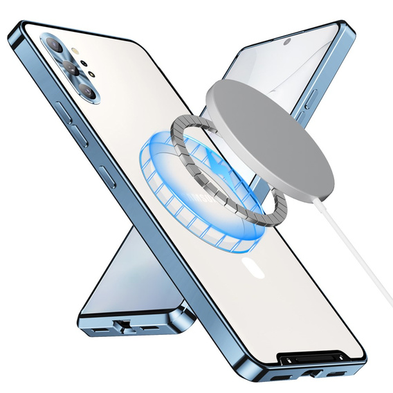 Kameravédő tok Samsung Galaxy Note 10+ Plus, CamShield MagSafe, átlátszó / kék