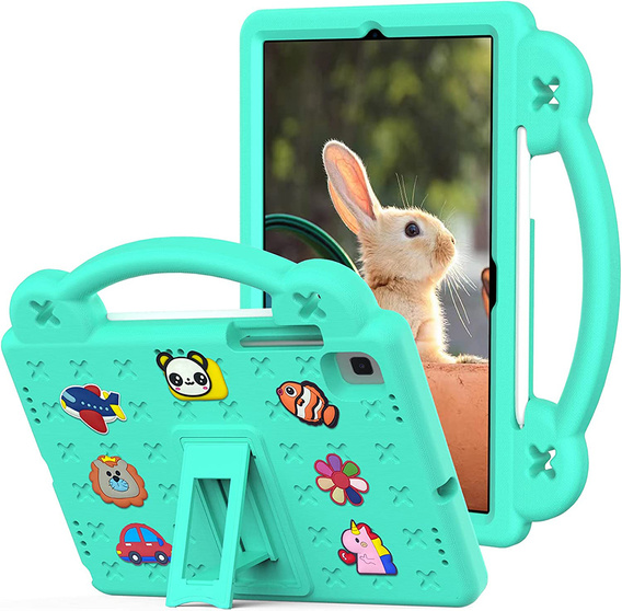 Gyermek tok Samsung Galaxy Tab S6 Lite 10.4 2020/2022 / Tab A7 2020 T500 / T505 / Tab S6 T860/T865, Cute Patterns, állvánnyal, zöld
